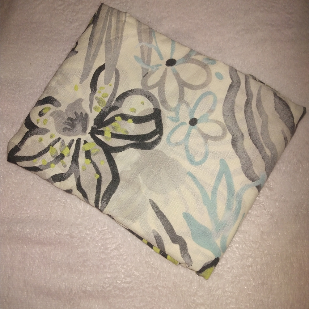 Floral Print Fabric in Gray and Blue